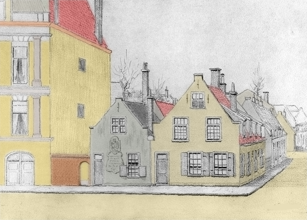 Drawing, by, van Dokkum, Gasthuis, utrecht