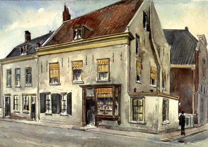 216 View of the front and side facade of the house at Nobelstraat 8 on the corner of Keizerstraat in Utrecht