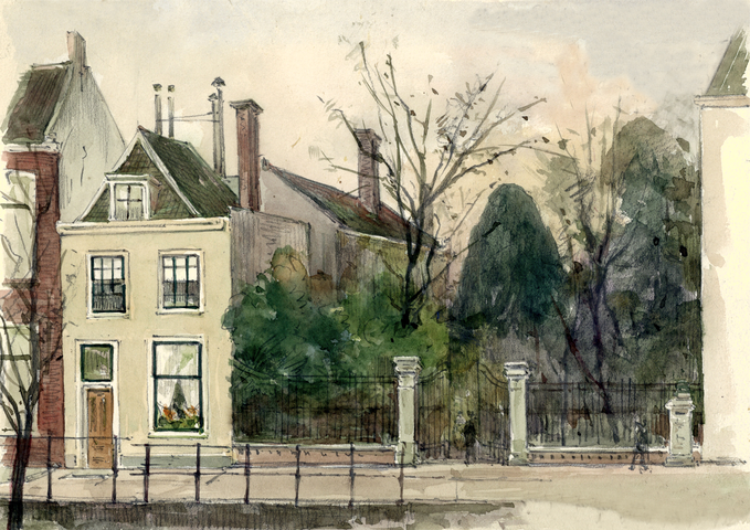 223 View of the gate of the Hortus Botanicus on the Nieuwegracht in Utrecht