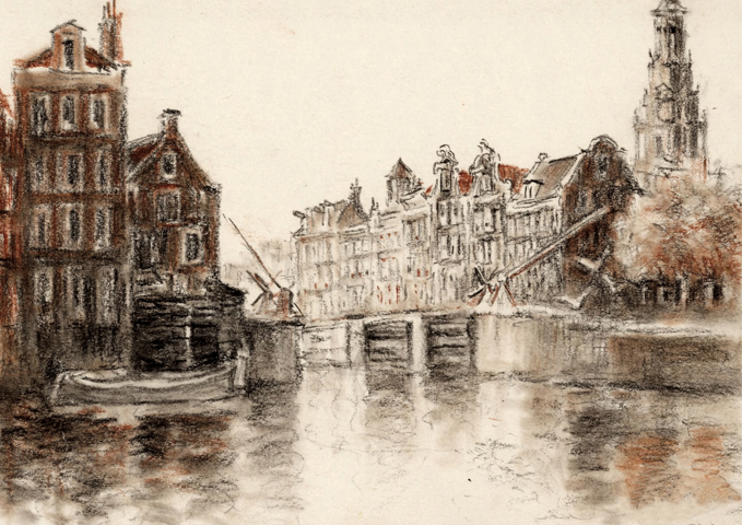 263 Oude Schans, seen towards Sint Antoniessluis and the Zuiderkerk tower