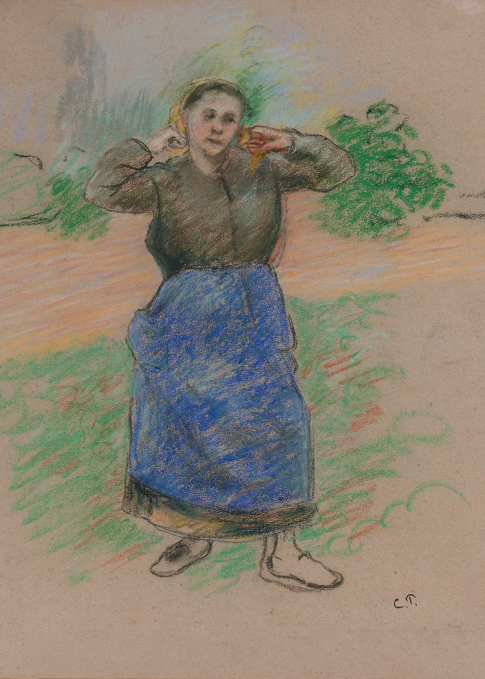 7009 Peasant woman tying her headscarf