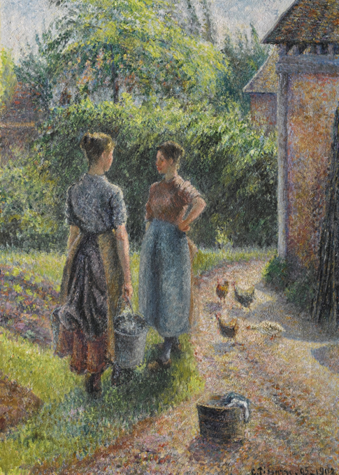 7011 Peasant women chatting in a farmyard