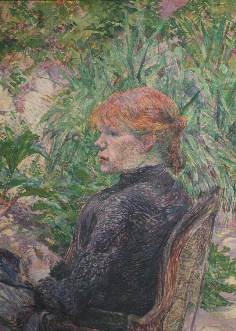 8005 Red-haired woman sitting in Mr. Forest`s gardent
