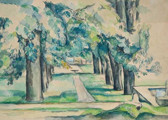 9205 The pond and the chestnut tree-lined avenue at Jas de Bouffan