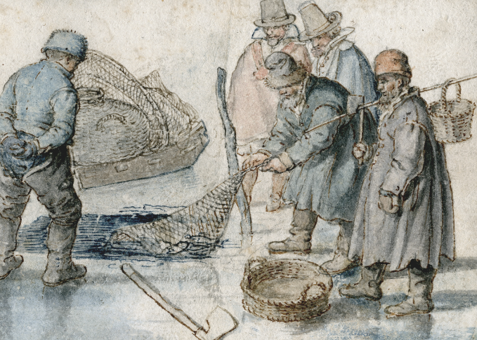 9713 Fishermen near a hole in the ice