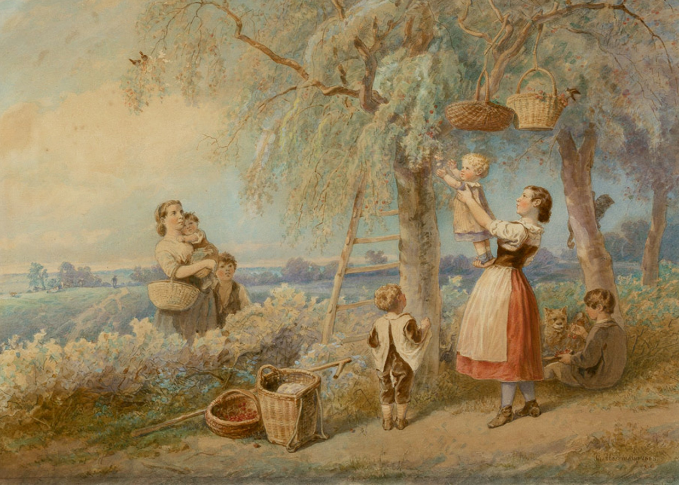 Two mothers with their children 1868