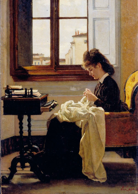 Lady sewing 1872